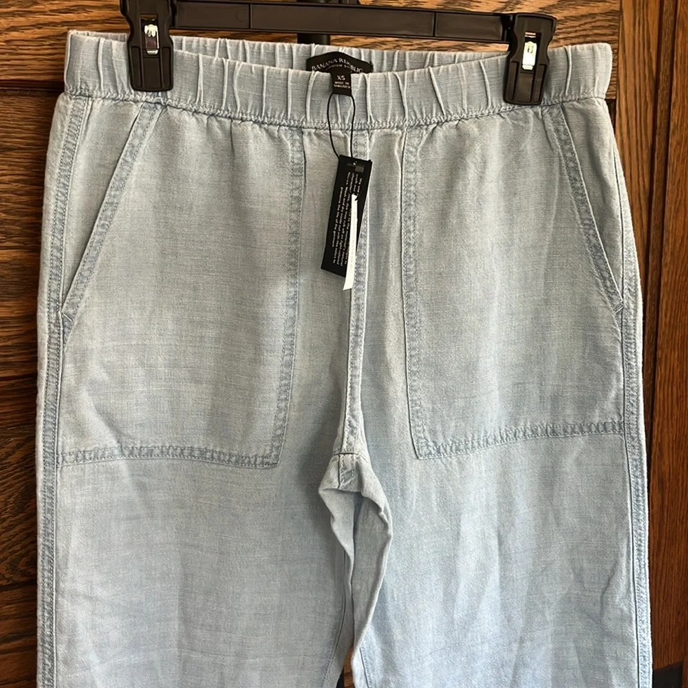 Banana Republic Linen Blend Pants Light Blue Cropped Lightweight Sz XS NWT